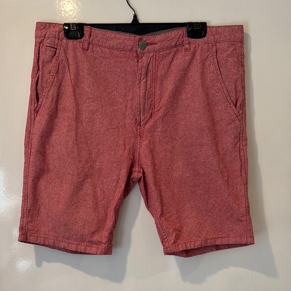 Red Flat Front Knee-Length Shorts